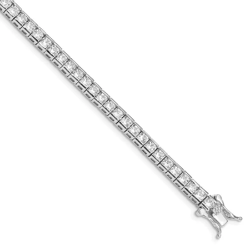 Women’s moonstone bracelets-925 Sterling Silver Rhodium-plated Cubic Zirconia Tennis Bracelet, 7"