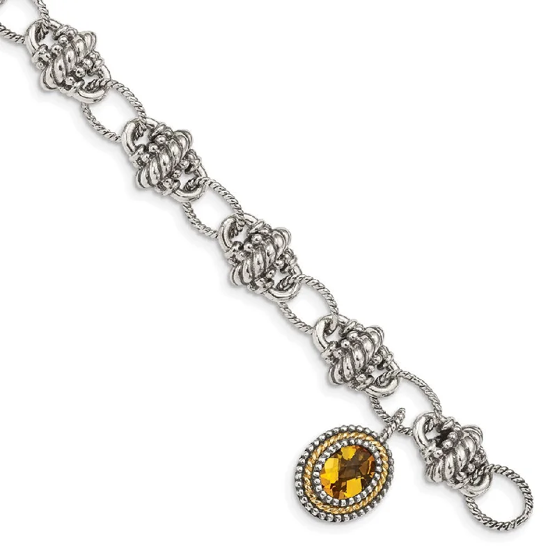 Women’s trendy bracelets-Sterling Silver w/14k Citrine Bracelet-WBC-QTC1435