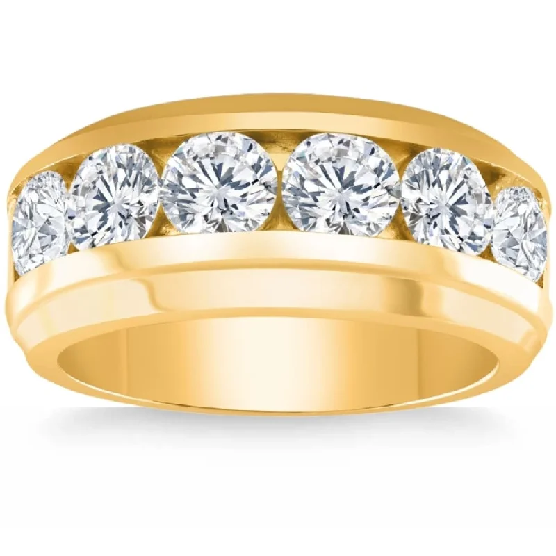 Women’s personalized name rings-4Ct Men's Diamond Ring in Gold Lab Grown