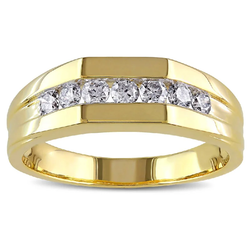 Women’s fashion rings-Miadora 10k Yellow Gold 1/2ct TDW Channel-Set Men's Diamond Ring