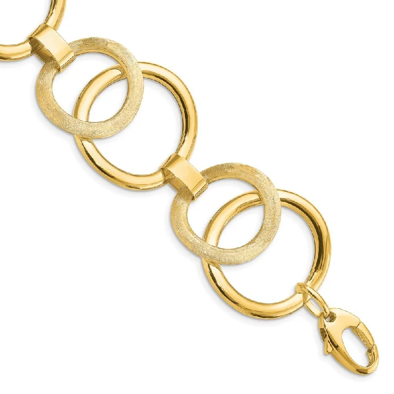 Women’s twisted bangles-14k Yellow Gold 27.39mm Scratch-finish Fancy Link Bracelet, 7"