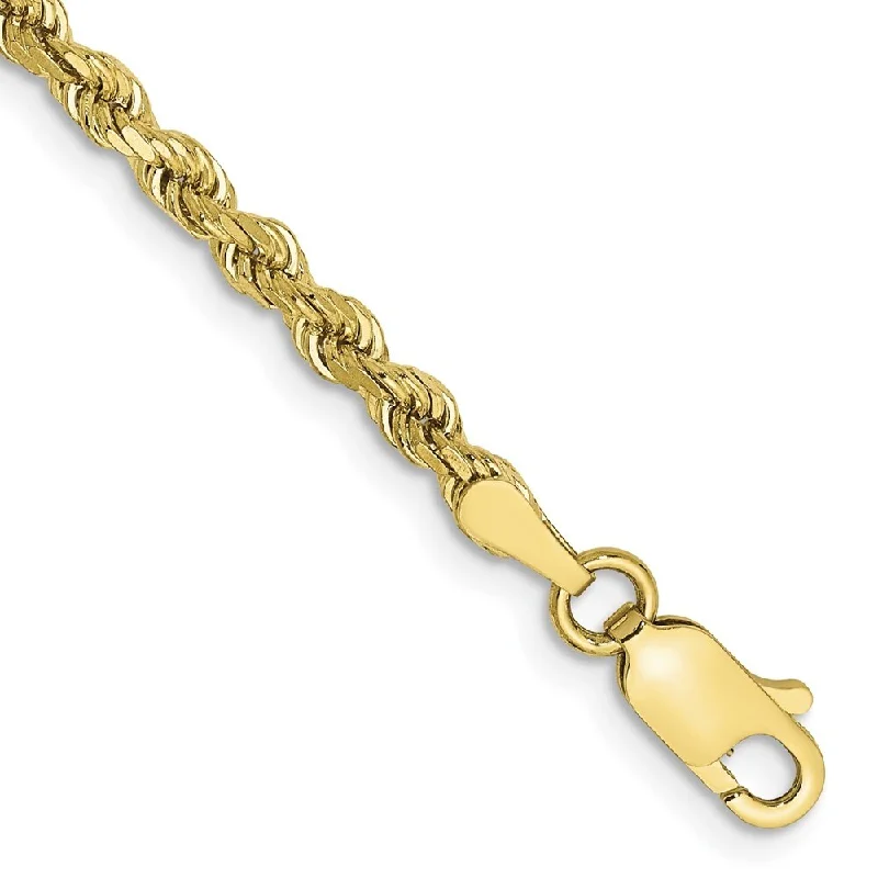 Women’s luxury bracelets-10k Yellow Gold 2.75mm Diamond-cut Rope Chain Bracelet, 7"