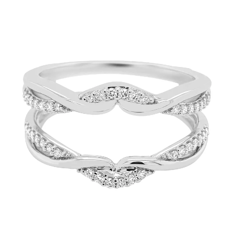 Women’s princess cut diamond engagement rings-Diamond Ring Guard with Arabesque Design