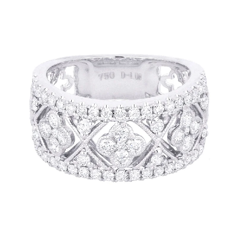 Women’s round diamond engagement rings-14K White Gold,white Diamond Ring