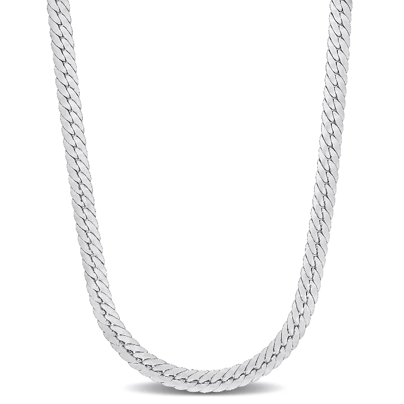 Women’s eternity diamond rings-Miadora Sterling Silver Herringbone Chain Necklace