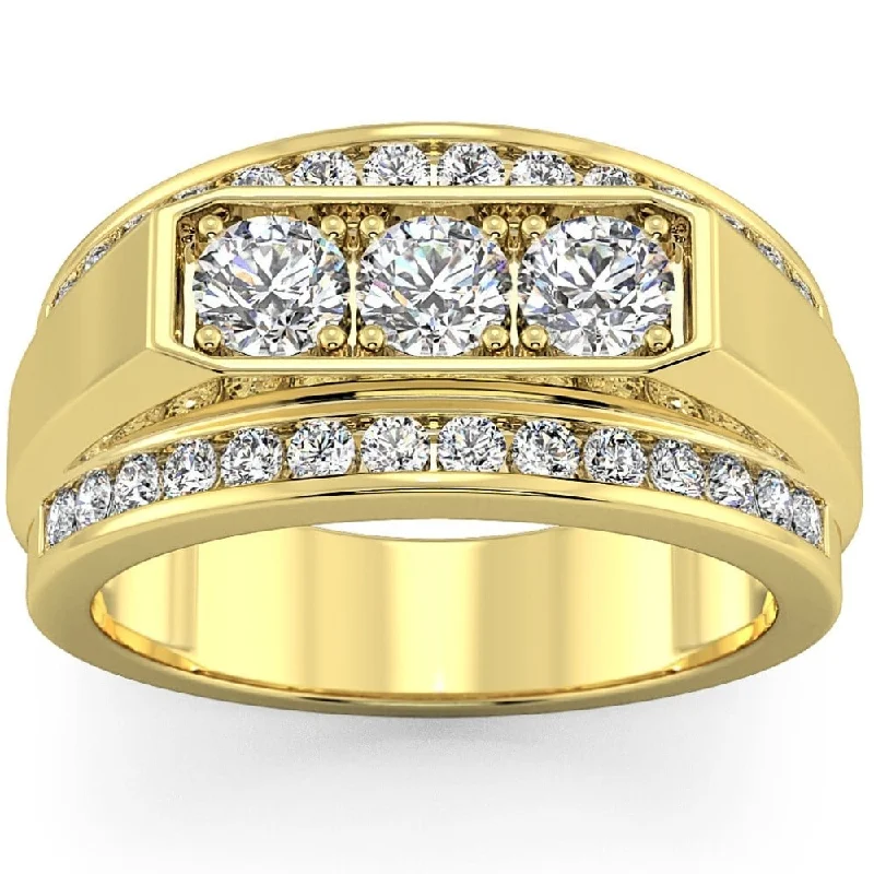 Women’s adjustable rings-Men's 2 CT. T.W. Lab Grown Diamond Border Three Stone Ring in Gold