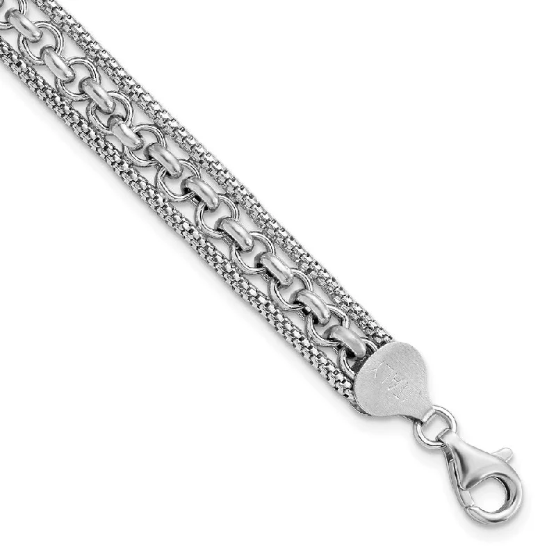 Women’s friendship bracelets-Sterling Silver Rhodium-plated Polished Bracelet-WBC-QG5875-7.5