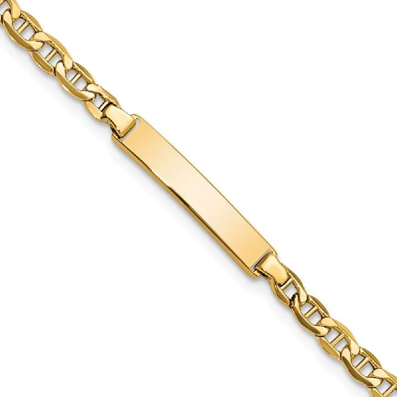 Women’s delicate bangle bracelets-14k Yellow Gold 4.5mm Semi-Solid Anchor Link ID Bracelet, 6"