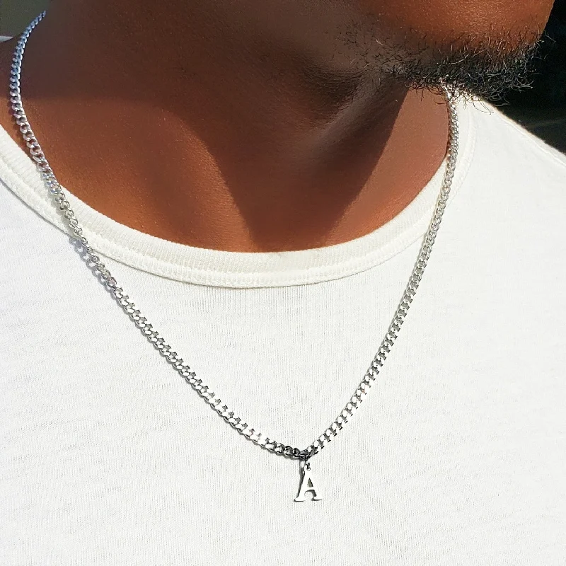 Women’s simple gold necklaces-Men's Steel Letter Necklace