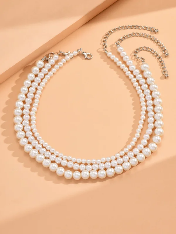 Women’s diamond pendant necklaces-Elegant Solid Color Imitation Pearl Women's Necklace