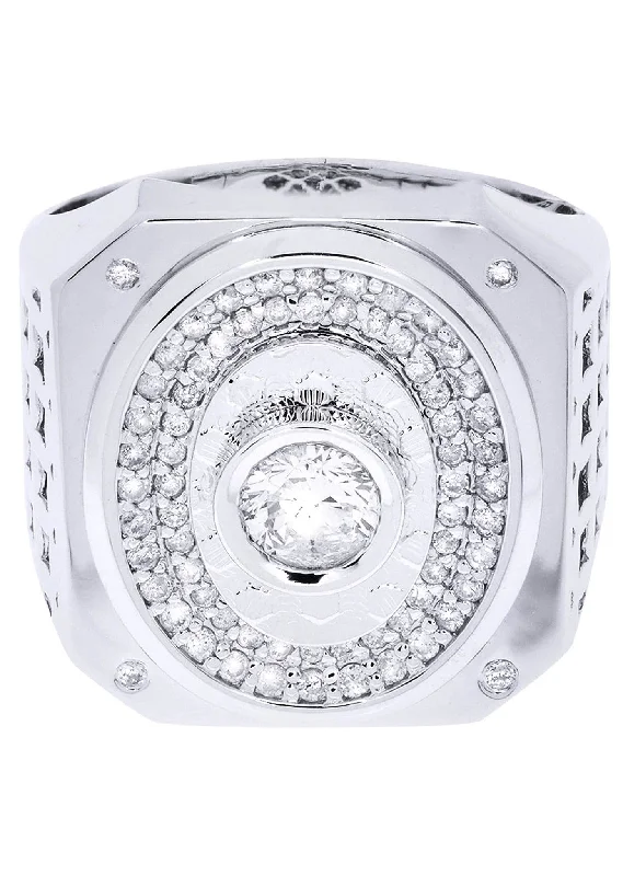 Women’s custom-made engagement rings-White Gold Pinky Diamond Ring| 1 Carats| 17.096 Grams