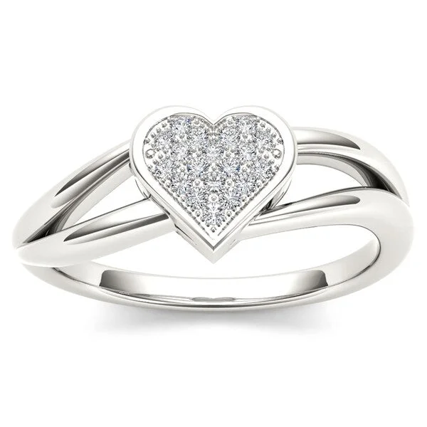 Women’s emerald rings-De Couer 10k White Gold Diamond Accent Heart Ring