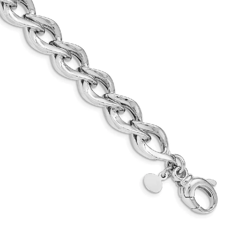 Women’s crystal bracelets-Sterling Silver Rhodium Plated Polished Link Bracelet-WBC-QG5004-8