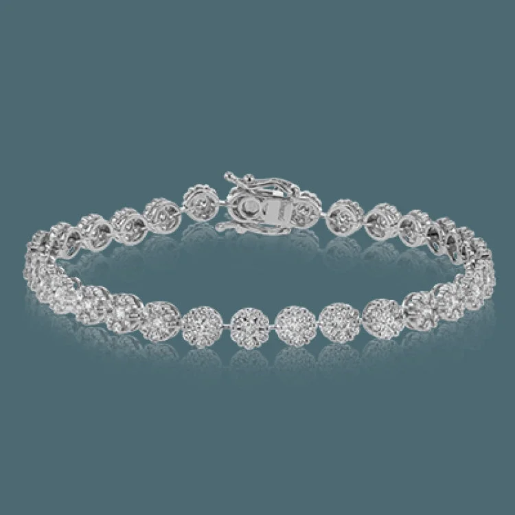 Women’s diamond bracelets-Dazzling yet delicate, this rose gold bracelet features an incredible 4.45 ctw of round white diamonds