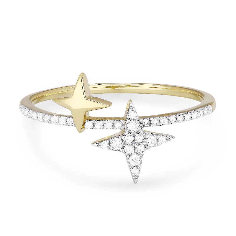 Women’s diamond-studded engagement rings-14K Yellow Gold,white Diamond Ring