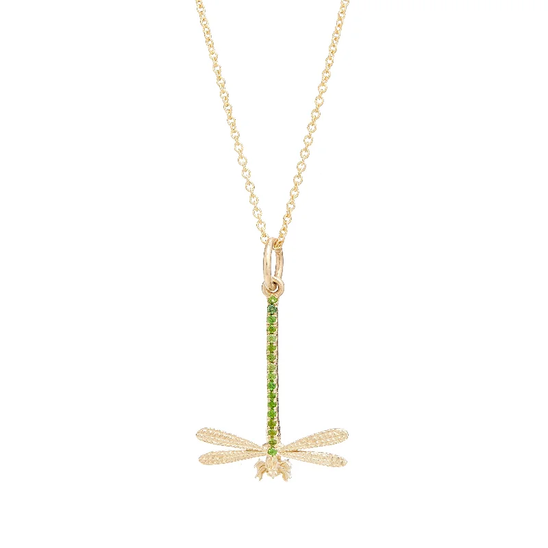 Women’s pearl and diamond necklaces-FLIRTING DRAGONFLY PENDANT