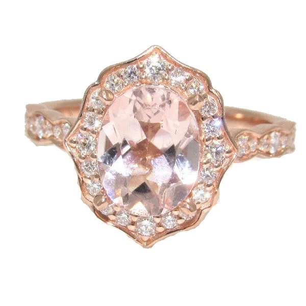 Women’s princess cut engagement rings-Morganite and Diamond Ring