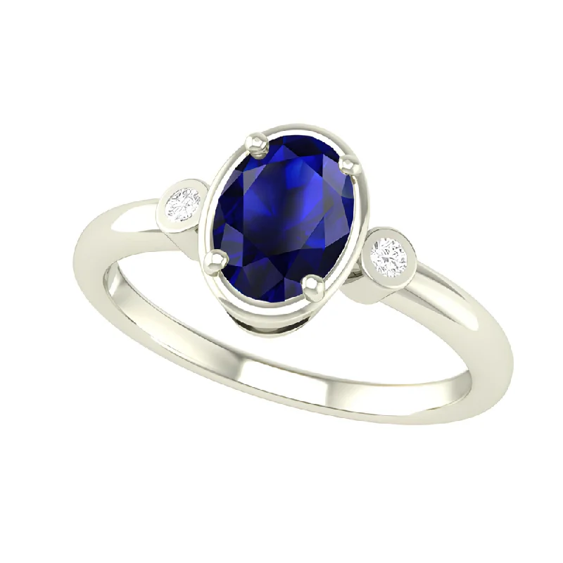 Women’s vintage engagement rings-10kt White Gold Blue Sapphire And Diamond Ring