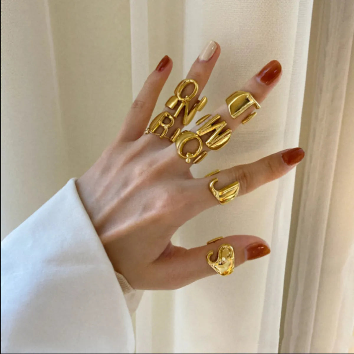 Women’s statement rings-Fashion Letter Brass Rings 1 Piece