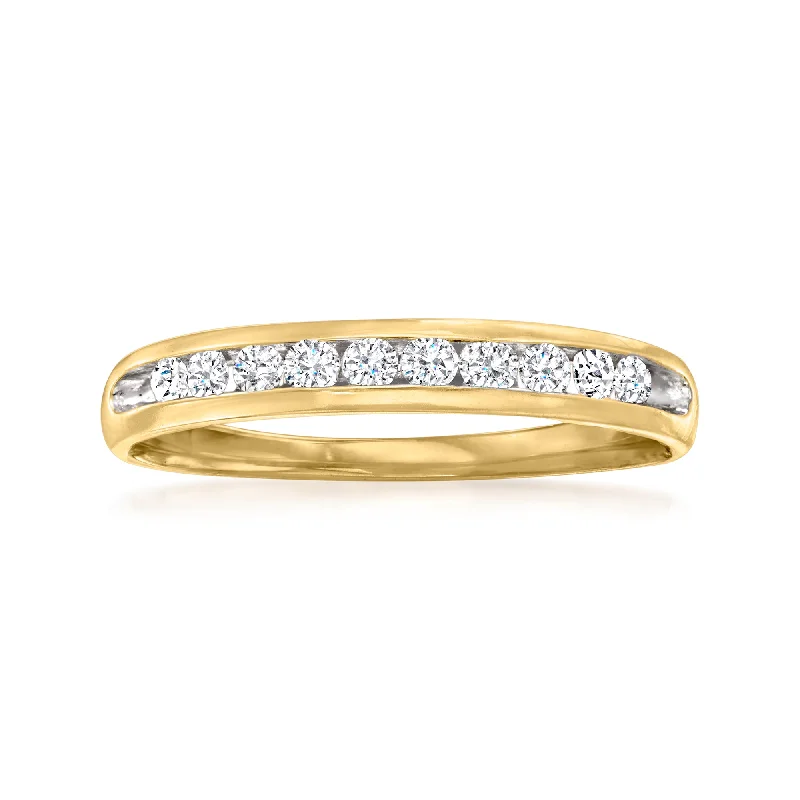 Women’s vintage halo engagement rings-Ross-Simons Diamond Wedding Ring in 14kt Yellow Gold