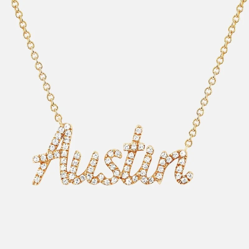 Women’s multi-strand necklaces-Script Diamond Custom Initial Necklace