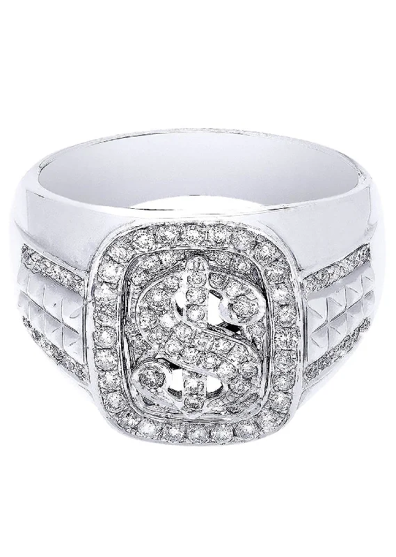 Women’s heirloom engagement rings-White Gold Mens Diamond Ring| 0.86 Carats| 11.07 Grams