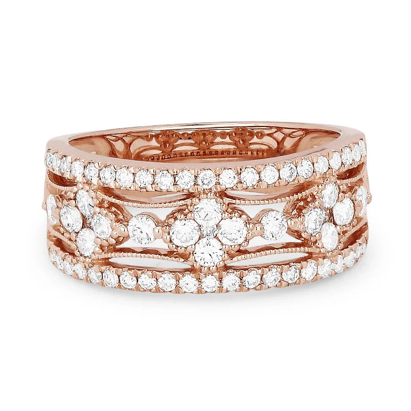 Women’s halo engagement rings with diamonds-14K Rose Gold,white Diamond Ring