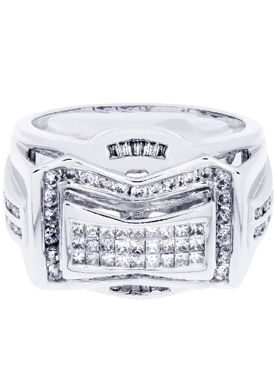 Women’s eternity band engagement rings-White Gold Mens Diamond Ring| 0.89 Carats| 13.65 Grams