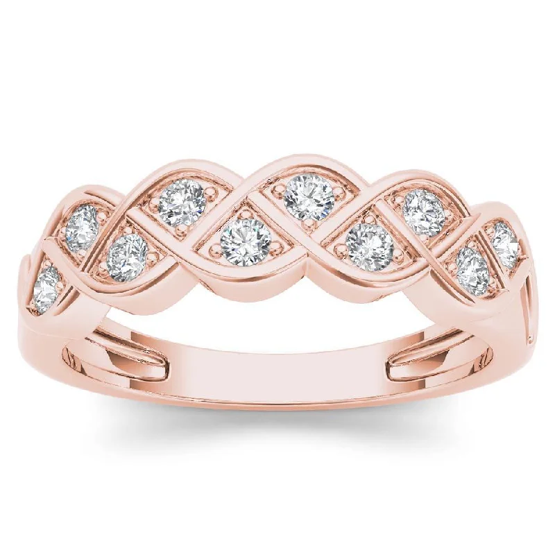 Women’s floral rings-De Couer 10k Rose Gold 1/4ct TDW Diamond Entangled Lace Ring - Pink