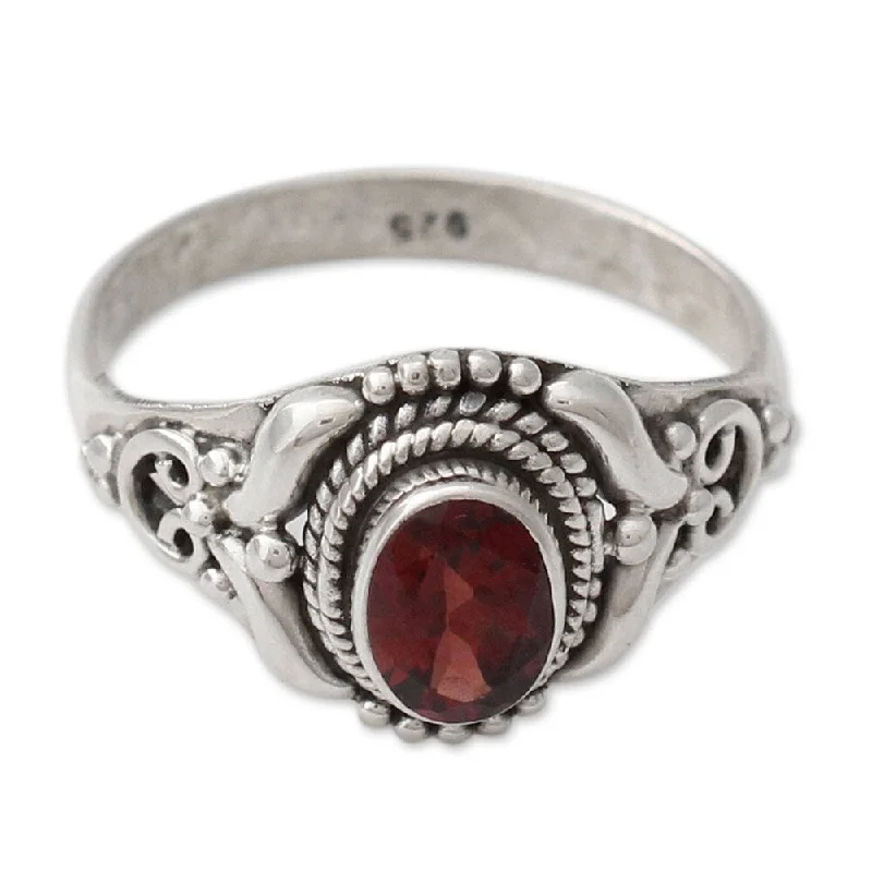 Women’s handmade rings-NOVICA Handmade Sterling Silver Traditional Romantic Garnet Ring (India)