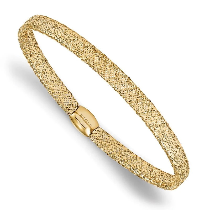 Women’s sterling silver bracelets-14k Yellow Gold 4mm Fancy Stretch Bangle Bracelet, 7.5"