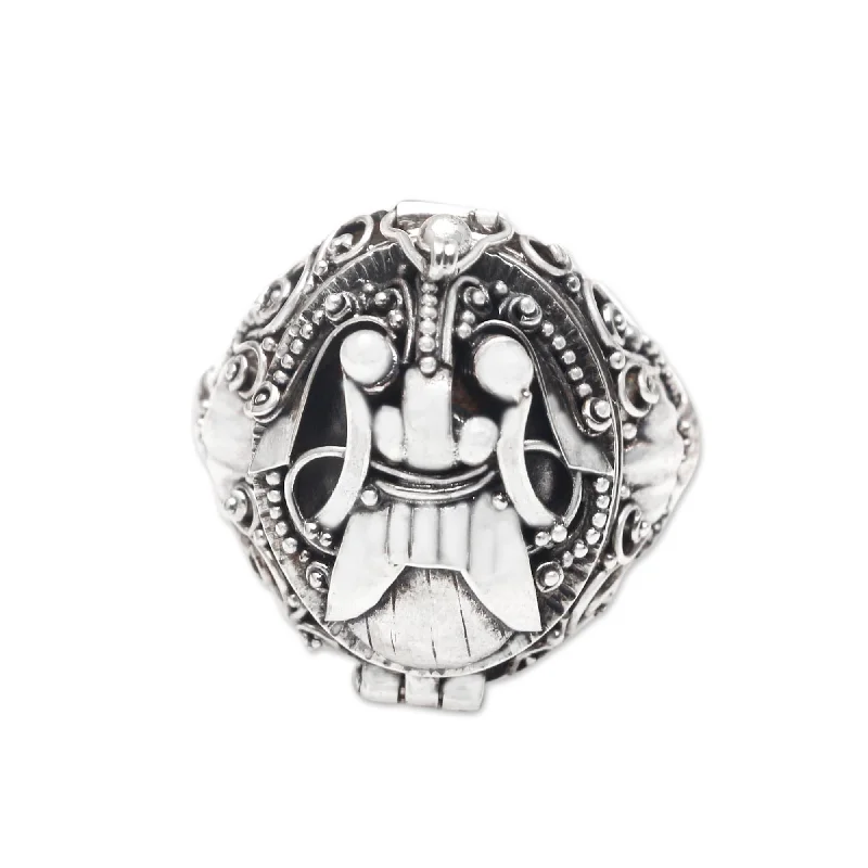 Women’s oversized rings-Novica Handmade Scared Ranga Men'S Sterling Silver Locket Ring