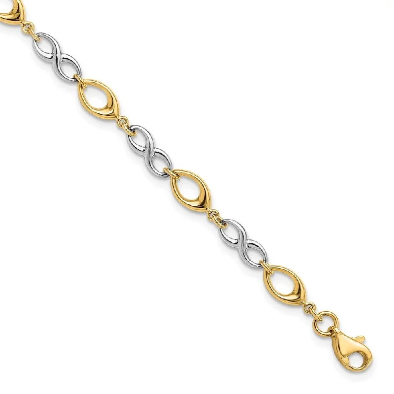 Women’s trendy bracelets-14k Two-tone 4mm Polished Bracelet, 7.5"