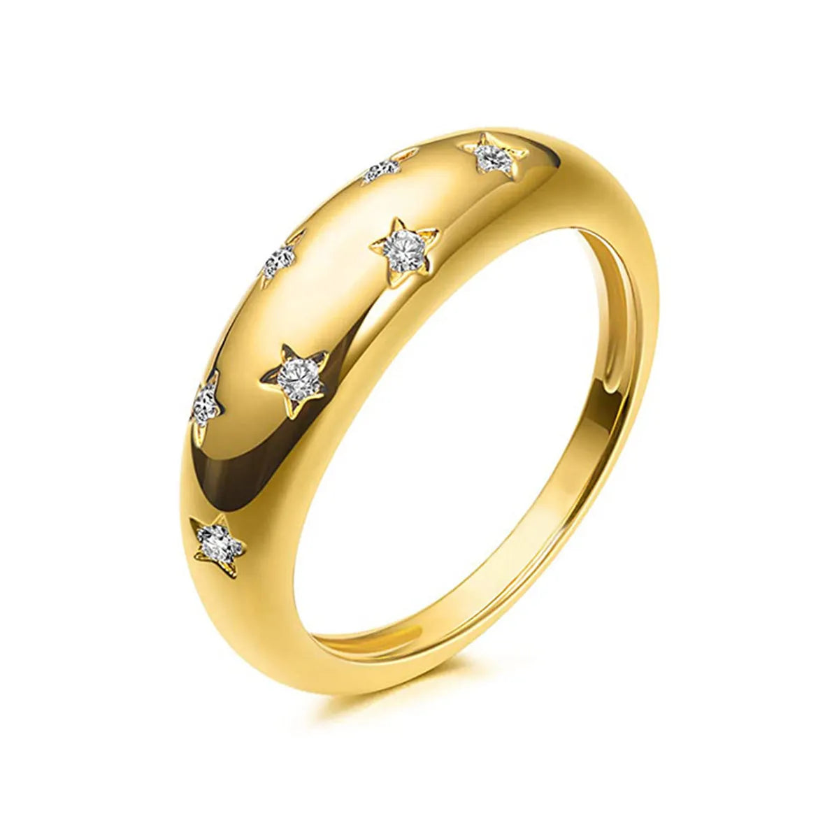 Women’s classic gold rings-Fashion Star Brass Plating Zircon Rings