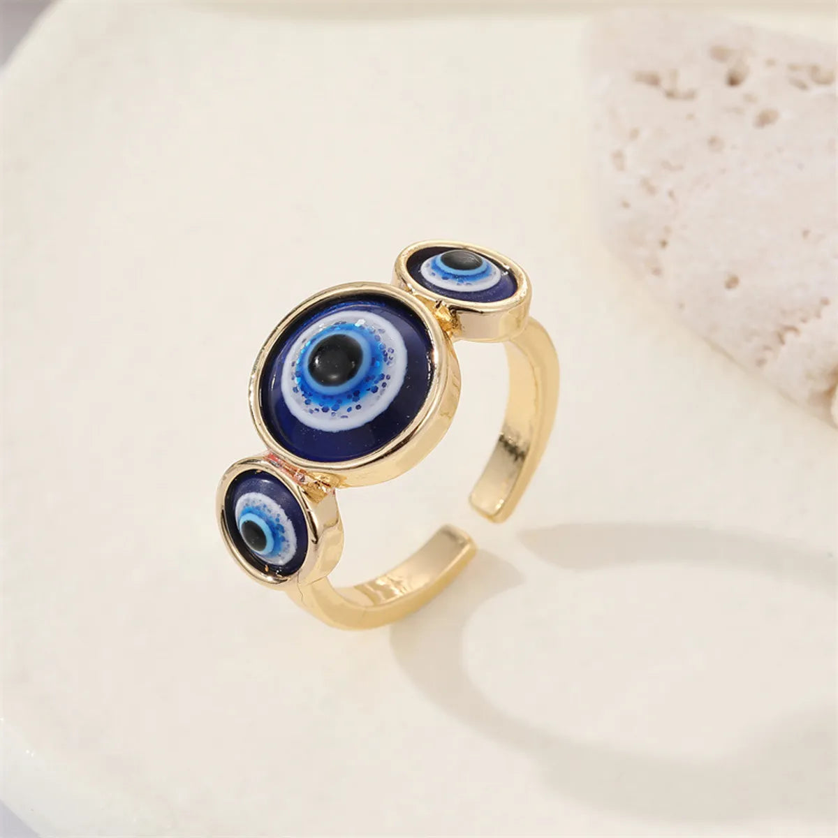 Women’s luxury rings-European Retro Fashion Resin Blue Eye Ring Punk Glitter Devil'S Eye Open Ring