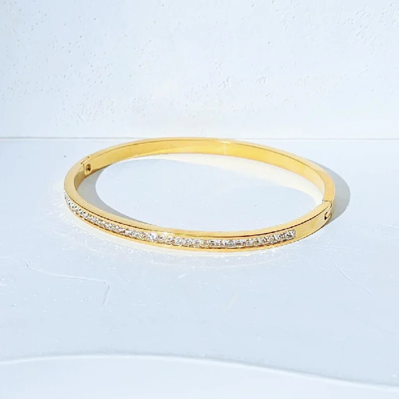 Women’s sapphire necklaces-CZ Minimalist Gold Bangle