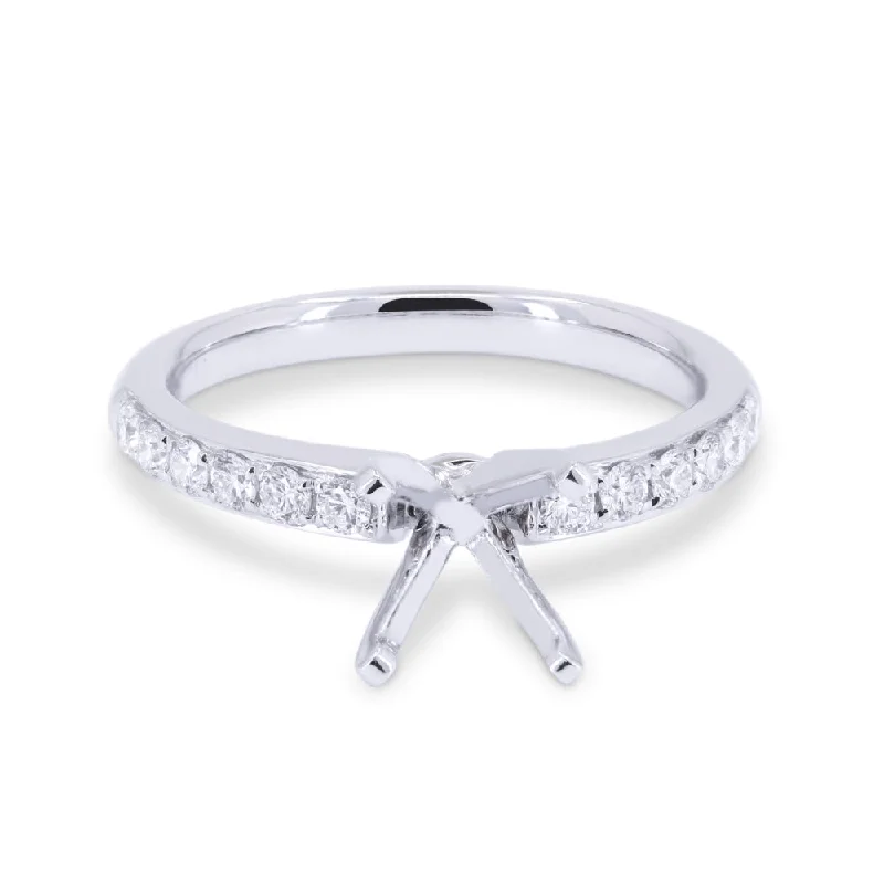 Women’s stackable engagement rings-14K White Gold,white Diamond Ring