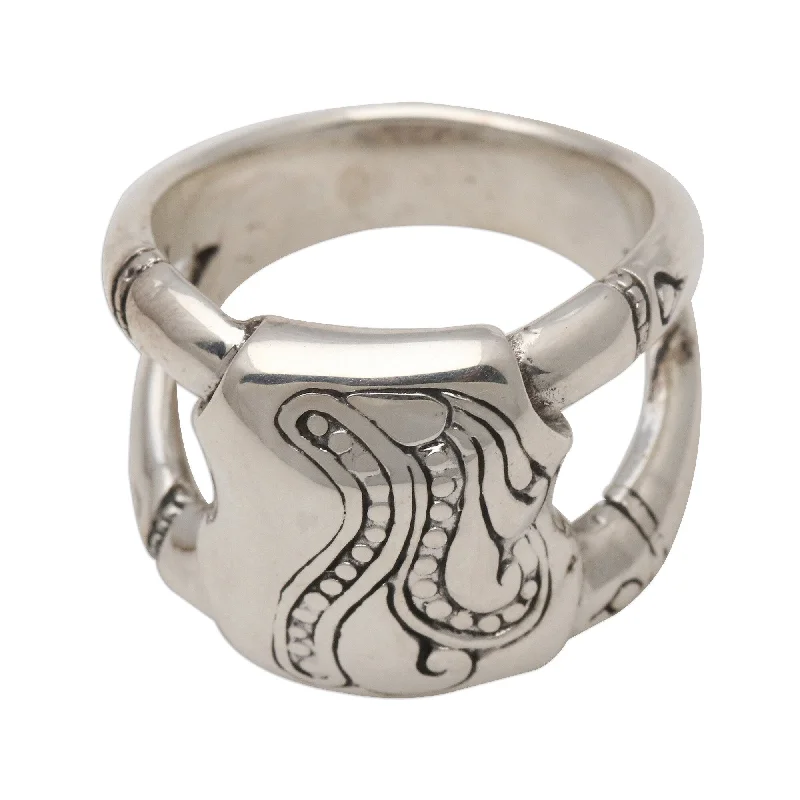 Women’s intricate design rings-Novica Handmade Bamboo Glade Sterling Silver Ring