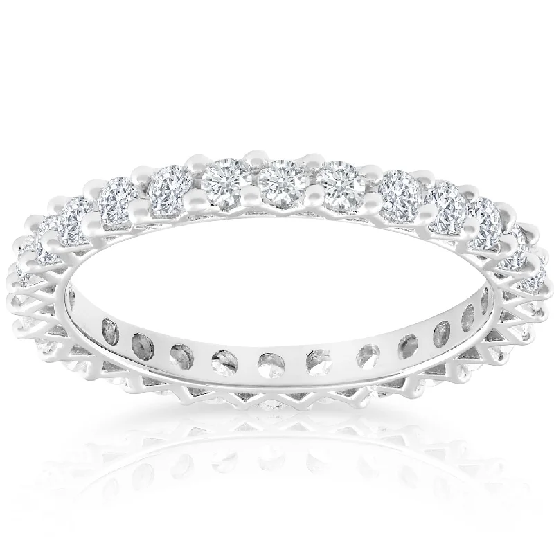 Women’s elegant diamond engagement rings-1 Ct TDW Diamond Eternity Wedding Ring 10k White Gold