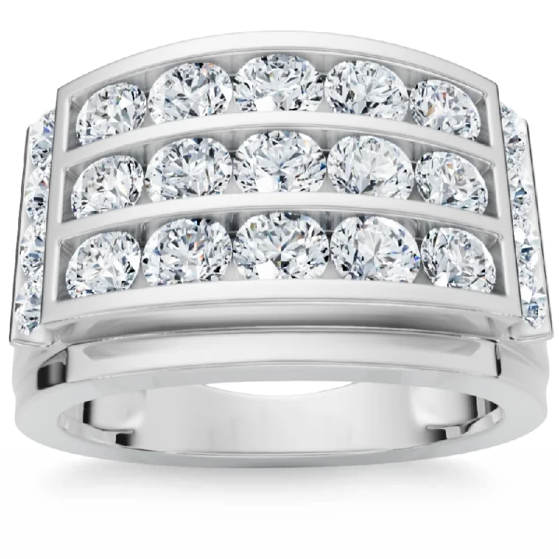 Women’s bold rings-2Ct Men's Diamond Ring in Gold Lab Grown Multi-Row Channel Set