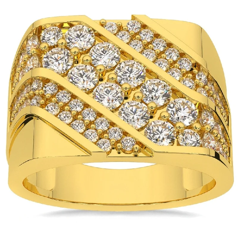 Women’s wedding rings-2 1/2Ct Diamond Ring Men's Diagonal Cluster Band in White or Yellow Gold