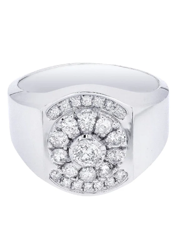 Women’s halo diamond engagement rings-White Gold Pinky Diamond Ring| 0.9 Carats| 9.05 Grams