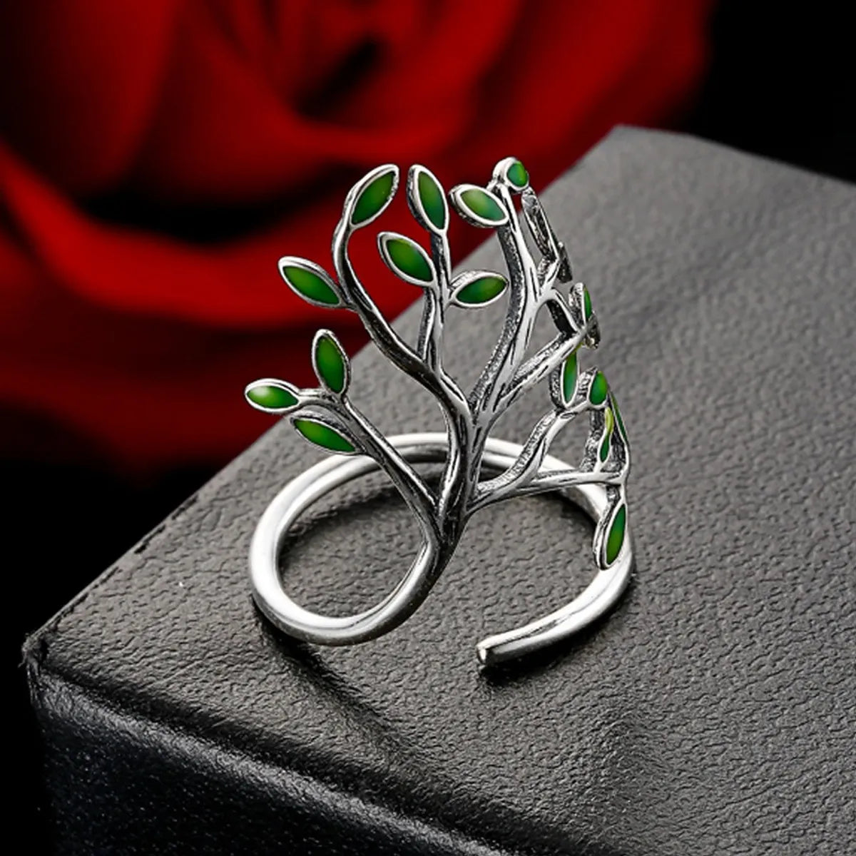 Women’s large diamond rings-Fashion Tree Alloy Enamel Women'S Open Ring 1 Piece