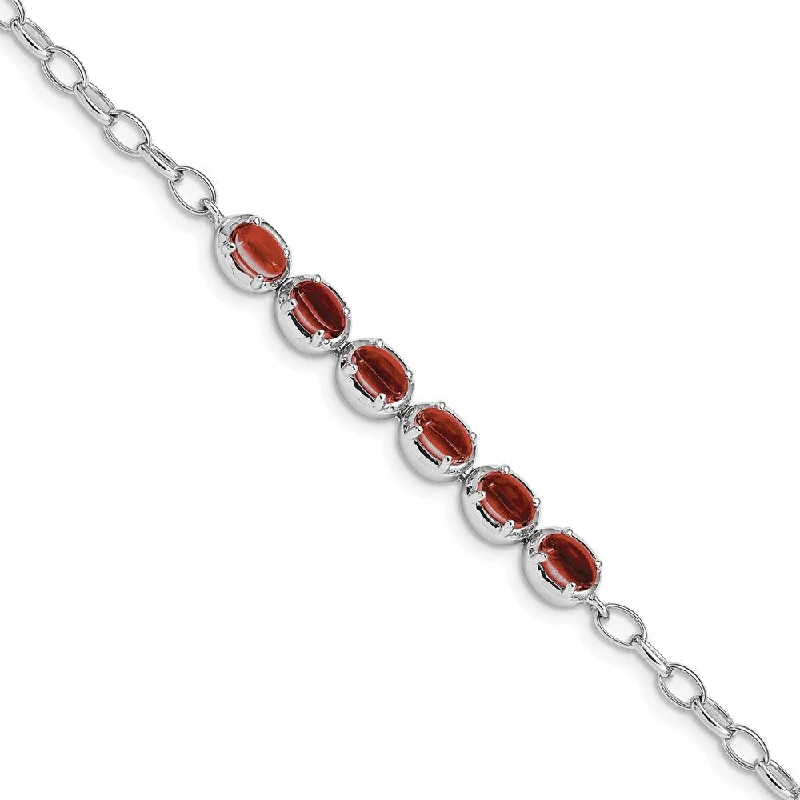 Women’s men’s style bracelets-Sterling Silver Rhodium-plated Garnet Bracelet-WBC-QG5063-8